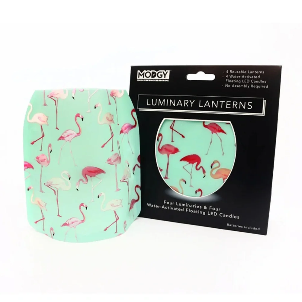 Modgy Flamingo Luminary Lanterns - Aqua and Pink